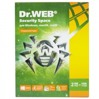 ПО Dr. Web Security Space 24 месяца 2 ПК BHW-B-24M-2-A3/ AHW-B-24M-2-A2